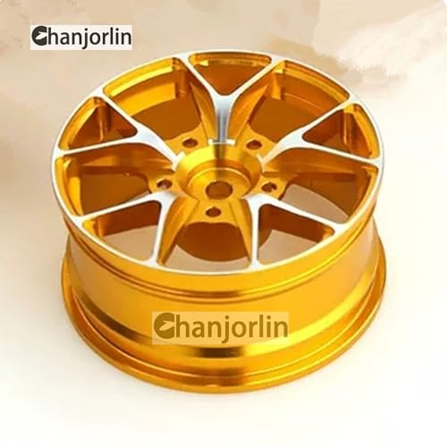 1/10 On Road Drift Wheels Rims Hex 12mm RC Aluminum Alloy Rally Racing Hubs for 1:10 Scale Touring Street Car Tires Tamiya TT01 TT02 HSP 2S 3S Brushless HPI KYOSHO XV02 XV01 4PCS (Gold) - color: Gold