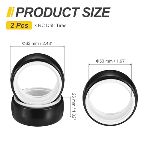 MECCANIXITY 2Pcs 1/10 RC On-Road Car Tyres, RC Drift Tires Hard Plastic Tyre Replacement for Remote Controlled Drifting Vehicles, Black White - color: Black White