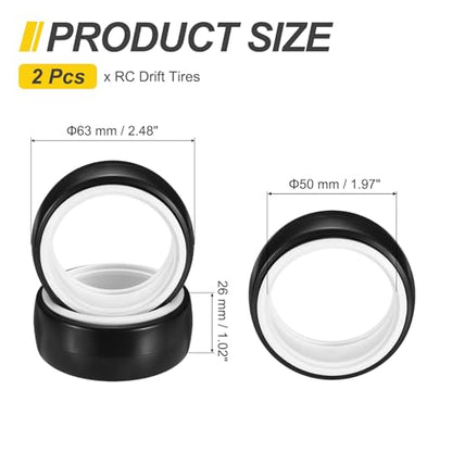 MECCANIXITY 2Pcs 1/10 RC On-Road Car Tyres, RC Drift Tires Hard Plastic Tyre Replacement for Remote Controlled Drifting Vehicles, Black White - color: Black White