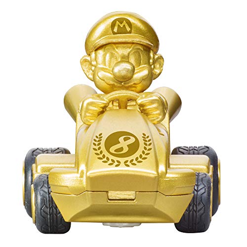 Carrera RC Nintendo Mario Kart 2.4 GHz Mini Collectible Radio Remote Control Toy Car Vehicle - Gold Mario | Official Licensed Mario Miniature Collectible Toy RC Car for Kids 6+, Ready To Run, Rechargeable Battery, Radio RC Racing - style: Mario Gold Editi