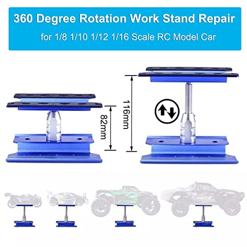 Metal RC Work Stand Repair Station Assembly Platform 360 Degree Rotation Workstation for 1/12 1/10 1/8 TRX4 SCX10 D90 Tamiya HSP HPI RC Model Car (Green)