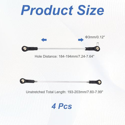 MECCANIXITY 2Pcs Adjustable Turnbuckles Camber Links, 184-194mm Turnbuckle Rod Steering Servo Linkage with M3 Ball Head Rod Ends for RC Car Replace Parts DIY - size: 184-194mm