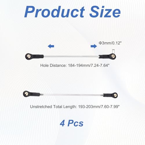 MECCANIXITY 2Pcs Adjustable Turnbuckles Camber Links, 184-194mm Turnbuckle Rod Steering Servo Linkage with M3 Ball Head Rod Ends for RC Car Replace Parts DIY - size: 184-194mm