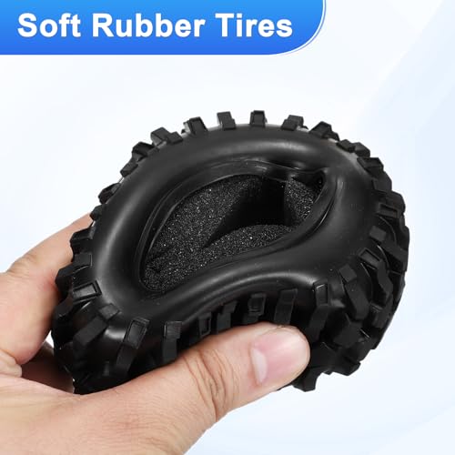 uxcell 2Pcs Simulation Soft Rubber Wheel Tires RC On-Road Car Tyres 2.2" Crawler Tires B4-Type with Sponge Inside for RC Off-Road Cars SCX10 TRX4, 128mm x 39mm