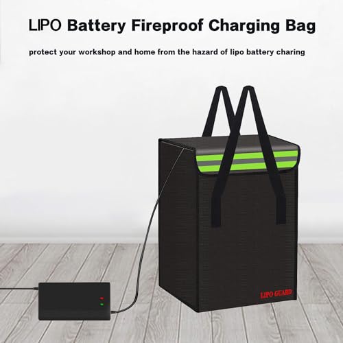 7.9"x7.9"x12.6" Ebike Battery Safe Bag Fireproof Charging Lipo Bag Large Capatity for Lipo Battery Pack Storage Charging Transport, Home Office Travel Fireproof Safe Storage Pouch - size: 200*200*320mm