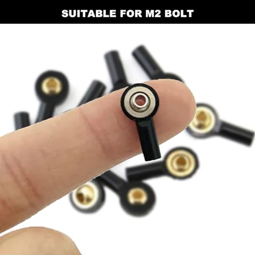 kingsea 10 Pcs Steering Linkage Tie Rod End M2 Ball Joint Linkage Tie Rod End for RC Car Boat Truck, Black - color: Black