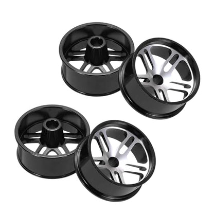 MECCANIXITY 4Pcs RC Car Wheel Rims, 23.5mm Dia 5-Spoke Black Aluminum Alloy Wheel Rims Hex Hub for HSP RC Drift Racing Touring Car - color: Black, size: 23.5mm Dia