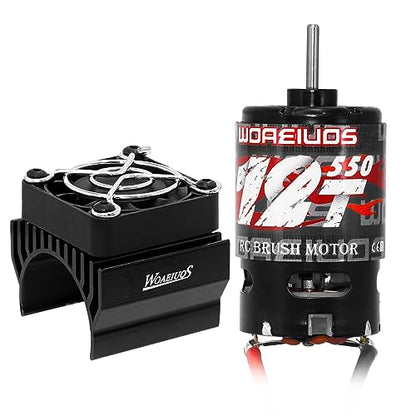 550 Brushed Motor 12T & Heatsink Combo for 1/10 RC Truck Car Slash Arrma Granite Senton Typhon Redcat Axial HPI - size: 12T Motor&Heatsink Combo