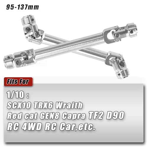Universal Drive Shaft Upgrades Part for 1/10 SCX10 II Red cat D90 Gen7/Pro GEN8 RC 4WD,Harden Steel #45 RC Driveshafts(95-137MM),2PCS,Silver - size: 95-137mm(2pcs-silver)