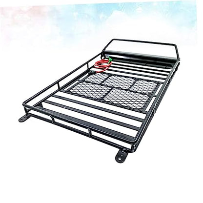 1Pc Car Luggage Carrier Roof Rack Storage Shelf with Light Bar Rc Crawler Accessory for Vehicles for Cargo Transport and Decoration