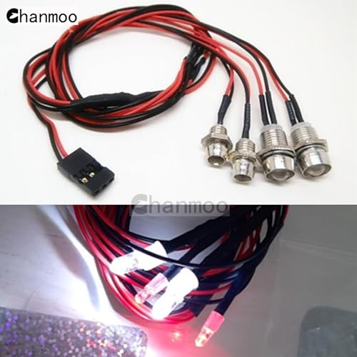 2Pack 4Leds RC Car LED Lights White Headlights Red Taillight Kit Accessories for RC Buggy Truck Tank Crawler Car SCX10 SCX24 TRX4 TRX6 Slash Rustler Redcat 4WD Traxxas HSP Tamiya Redcat