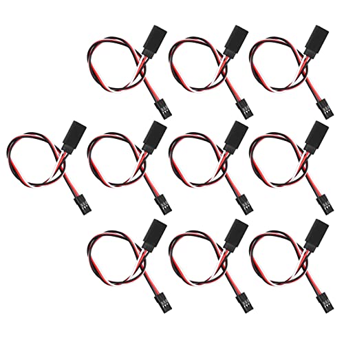 10PCS 3 Pin Servo Extension Cable Futaba JR RC Car Helicopter Aircraft Brass Core Connector Wire (300mm Male to Female) - size: 300mm male to female