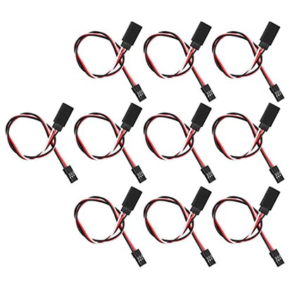 10PCS 3 Pin Servo Extension Cable Futaba JR RC Car Helicopter Aircraft Brass Core Connector Wire (300mm Male to Female) - size: 300mm male to female