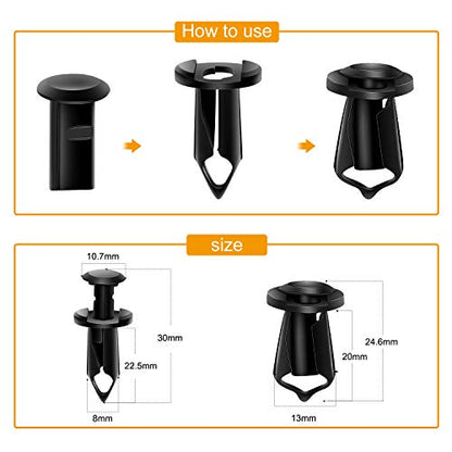 GOOACC GRC-70 35PCS Engine Under Cover Splash Shield Guard Body Bolts Bumper Fender Liner Push Retainer Fastener Rivet Clips , black - color: 35PCS Extruded U-nuts