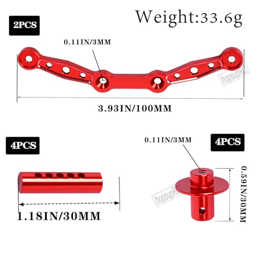 Aluminum Front Rear Body Posts Mount Shell Column Fixing Bracket Upgrades Part for 1/8 Mojave 4X4 4S BLX RC Car,Alloy Body Post Set Hops Up,Replaces ARA320740 Red - color: Red/Body Post Set