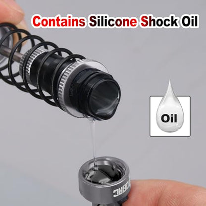 OGRC 92mm RC Shock Absorber for 1/16 Traxxas Mini Maxx XRT 1/10 TRX4 SCX10 | Aluminum, with Progressive Springs, Top-cap Bleeder Hole, Oil Shocks, Grey - color: Grey