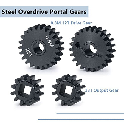 MORLORDY RC Aluminum Alloy Overdrive Portal Gears 0.8M 12T Drive Gear 23T Output Gear Set for 1/10 Scale SCX10 III Capra AXI03000 AXI03004 Upgrade Gears - size: 12T 23T