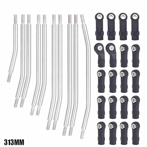 AMK 10 Pcs 313mm Wheelbase Stainless Steel Link Rod Linkage for 1/10 RC Crawler Car Axial SCX10 II 90046 Upgrade Parts