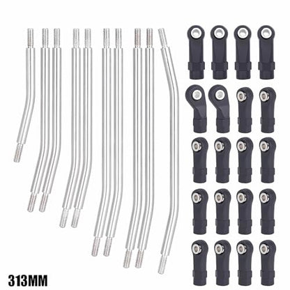 AMK 10 Pcs 313mm Wheelbase Stainless Steel Link Rod Linkage for 1/10 RC Crawler Car Axial SCX10 II 90046 Upgrade Parts
