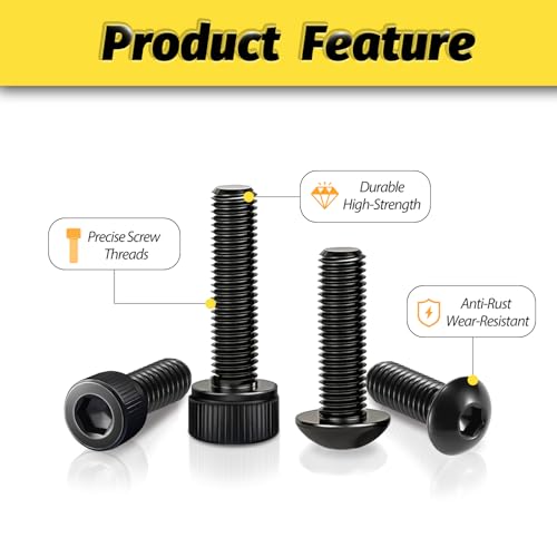 KADRICK 2240PCS M3 Screw Assortment,Hex Socket Button & Cap Head M3 Screws | Nuts Flat & Lock Washers Included,Class 10.9 Alloy Steel,Black Oxide Finish,M3 Screw Kit,M3 Bolts Length from 4MM-35MM - size: M3 2240Pcs 4-35mm