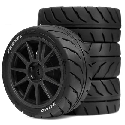 1/10 RC On Road Racing Tires and Wheels 12mm Hex OD 2.72'' RC Rally Street Tyres for 1:10 Scale Touring Drift Car Tamiya TT01 TT02 XV01 TA06 A959 PTG2 HPI KYOSHO HSP Traxxas 4PCS (Black) - color: Black