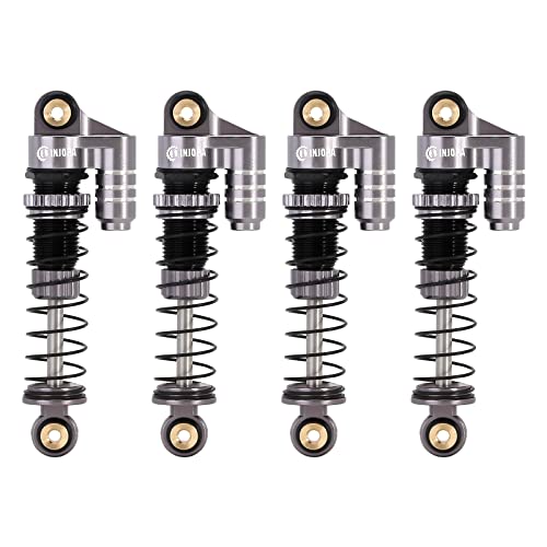 INJORA 39mm Shocks- Aluminum Threaded Adjustable Oil Filled Damper for SCX24 Gladiator C10 JLU Deadbolt B17 Axial 1/24 RC Crawler Car Upgrade Parts(Grey) - color: Grey