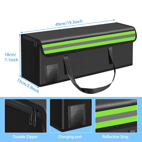 19.3"x5.9"x7.1" Lipo Safe Bag Fireproof Bag for Lipo Battery Pack Storage Charging Transport,Home Office Travel Fireproof Safe Storage for Cash Valuables Jewelry Passport Power bank Lipo Battery - size: 490*150*180mm