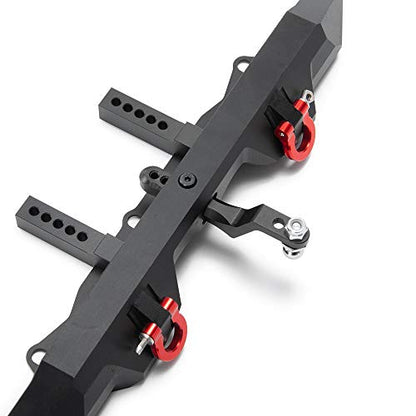 Aluminum Rear Bumper with Trailer Hitch 2pcs Red Shackles for TRX-4 T4 1/10th RC Crawler Car Upgrades Parts | 1/10th Crawler Car Upgrades Parts