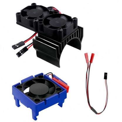 VXL-3s ESC Cooling Fan and Motor Cooling Fan Dual Fan Set Compatible with 1/10 Traxxas Slash 4×4 VXL Rustler 4X4 Stampede 4X4 Hoss 4×4 Velineon VXL-3s Heat Sink, Black - color: Black