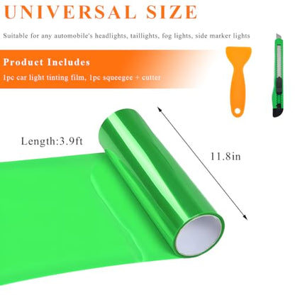 Sun Walker Car Light Tint Film, 12 x 48 Inch Waterproof Taillight Wrap Film Roll with Squeegee & Cutter, Self-Adhesive Vinyl Sticker Sheet Roll for Headlights Fog Lights Tail Lights (Green) - color: Green