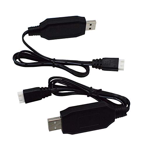 Blomiky 2 Pack H102 7.4V 1.3A Lithium Battery Charger Cable with XH-3P Connector Plug for RC Truck 7.4V 2S Lipo Battery and H120 H100 H101 H103 H110 H112 H108 RC Boat and Trucks Quadcopter H106 USB 2