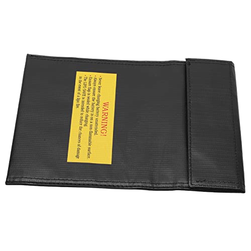 Alomejor RC Lipo Battery Bag Fire Storage for Charging Compatible with Various Aircraft Batteries 18x23cm (Black) - size: Black
