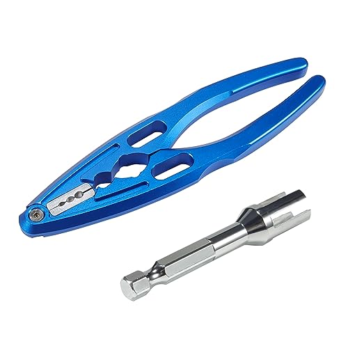 AMK RC Tool Kit Link Rod Ends Assembly 6.35mm Hex Bit Linkages Ball Joint Installing Equipment Shock Clamp 1/10 Scale Accessories for Axial SCX10 TRX4 (Blue+Silver) - color: Blue+silver