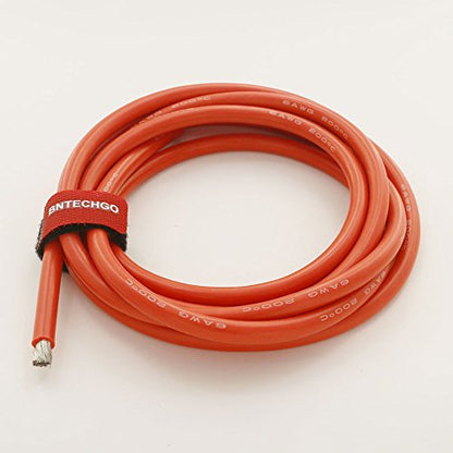 BNTECHGO 6 Gauge Silicone Wire Red 100ft Stranded Tinned Copper Wire | Flexible 6 AWG Stranded Wire Silicone Rubber Insulation For RC Models, Drone, Robot, Battery, EV Charger, 3D Printer, DIY - size: 100ft Red