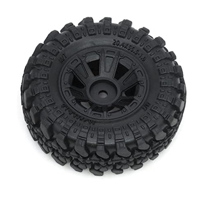 HOBBYSOUL 1.0 Crawler Tires Mounted on 1.0 Beadlock Wheels 7mm Hex, SCX24 Tires and Wheels (with Heavy Duty Metal Middle Rings, 21g/Ring) for 1/24 RC Crawler Axial SCX24 90081 AXI00001, (4-Pack)