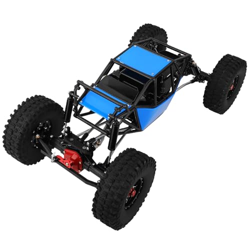 Metal DIY 330mm Wheelbase Rock Buggy Frame Chassis Crawler with SCX10 Straight Axles Nylon Tube Roll Cage for 1/10 RC Crawler Axial SCX10 Upgrades (Blue) - color: Blue