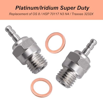 Hobbypark Medium Hot Glow Plugs N4 Super Duty Spark Engine Parts for RC Nitro Car (Pack of 5)