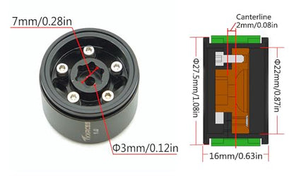 RC 1.0 Beadlock Wheels Offsets -2 Aluminum Rims for AX24 1/18 TRX4M All 1/24 Scale SCX24 Deadbolt RC Crawler Car Wheels Upgrades 4Pc (Black) - color: Black
