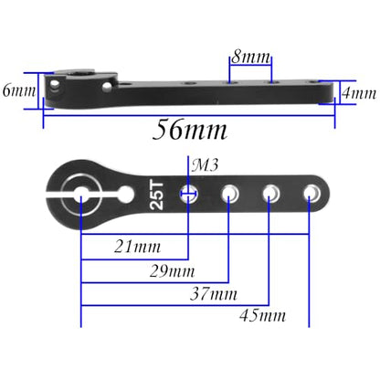 2Pcs ShareGoo 25T Servo Horn 56mm Metal 25 Teeth Extension Steering Servo Arm Compatible with 30-100CC Balsa Airplanes RC Plane Helicopter Car (Black) - color: Black