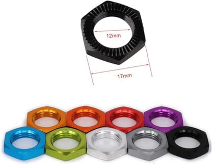 Aluminum 17mm Wheel Nut Thread 1.0mm for 1/7 1/8 RC Model Car ARRMA 6s HSP Redcat Himoto Monster Trucks Off Road Buggy Upgraded Parts 16 pcs/Set (Silver) - color: silver