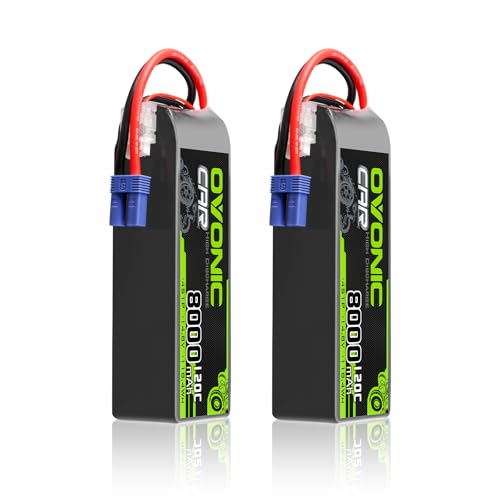 OVONIC 4S Lipo Battery 14.8V 8000mAh 120C with EC5 Connector for RC Car Truck Vehicles Boat Drone Airplane Quadcopter Helicopter FPV Racing Hobby Models Pro Truck Boat Jet Basher 2 Batteries