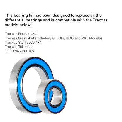 Front and Rear Diff for Traxxas 4x4 VXL Slash, Stampede Bearings Kit