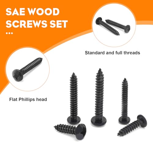 542PCS #4#6#8#10#12 Phillips Head Screw Set Stainless Steel Wood Screws Assortment Kit, Assorted Sheet Metal Self Tapping Screws, 18-8(304) Stainless Steel (pan Black) - style: pan black