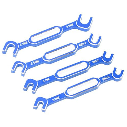 4pcs RC Car Wrench Turnbuckle Nut Ball Joint Remover Aluminium Alloy RC Maintenance Key 3.0-6.0 mm (Blue) - color: Blue