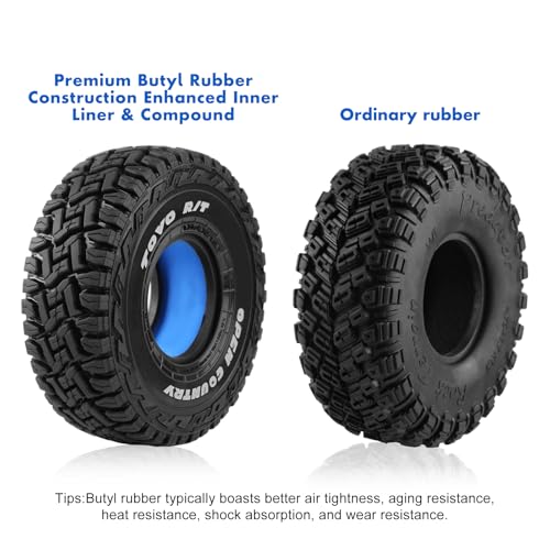 1.9in Butyl Rubber RC Crawler Tires for 1/10 SCX10 TRX4 | Reinforced inner liner stable support, deep anti-slip tread, 120 * 40mm