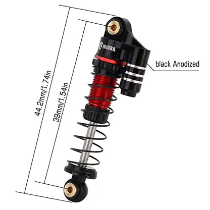 INJORA 39mm Shocks- Aluminum Threaded Adjustable Oil Filled Damper for SCX24 Gladiator C10 JLU Deadbolt B17 Axial 1/24 RC Crawler Car Upgrade Parts(Black&Red) - color: Black&Red