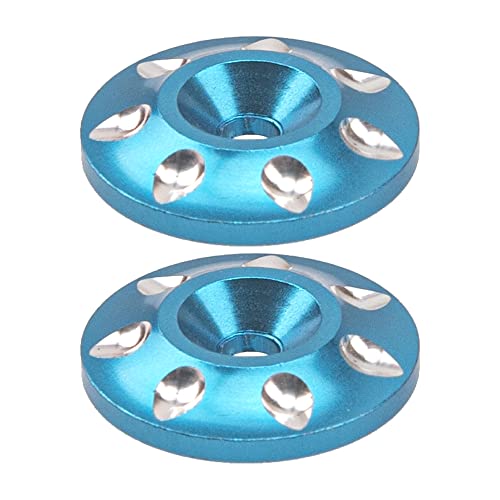 ShareGoo 2Pack Universal RC Metal Rear Wing Buttons Gasket Fixed Rear Tail Wing Washer for 1/10 1/8 RC Off Road Short Truck Buggy Racing Car (Blue)