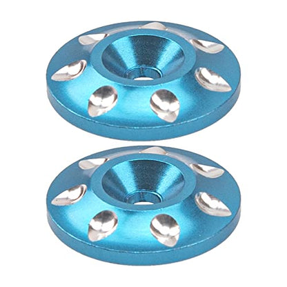 ShareGoo 2Pack Universal RC Metal Rear Wing Buttons Gasket Fixed Rear Tail Wing Washer for 1/10 1/8 RC Off Road Short Truck Buggy Racing Car (Blue)