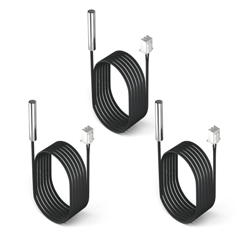 DROK 10K Temperature Sensor Probe 3pcs, 1 Meter Waterproof Temp Sensor Probe, Stainless Steel 3950 NTC Temp Sensor Probe, Digital Temperature Transmitter Extension Cable - size: 1-Meter/3.28ft