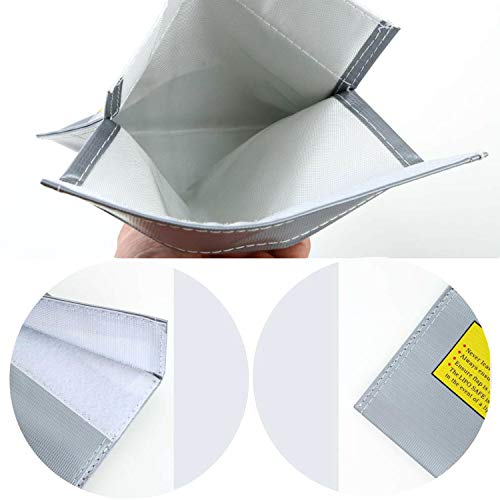 RLECS RC Lipo Safe Bag Fireproof Lipo Guard Silver Lithium Charging Bag High Temperature Resistant Battery Sack 23x30cm - size: Lx1